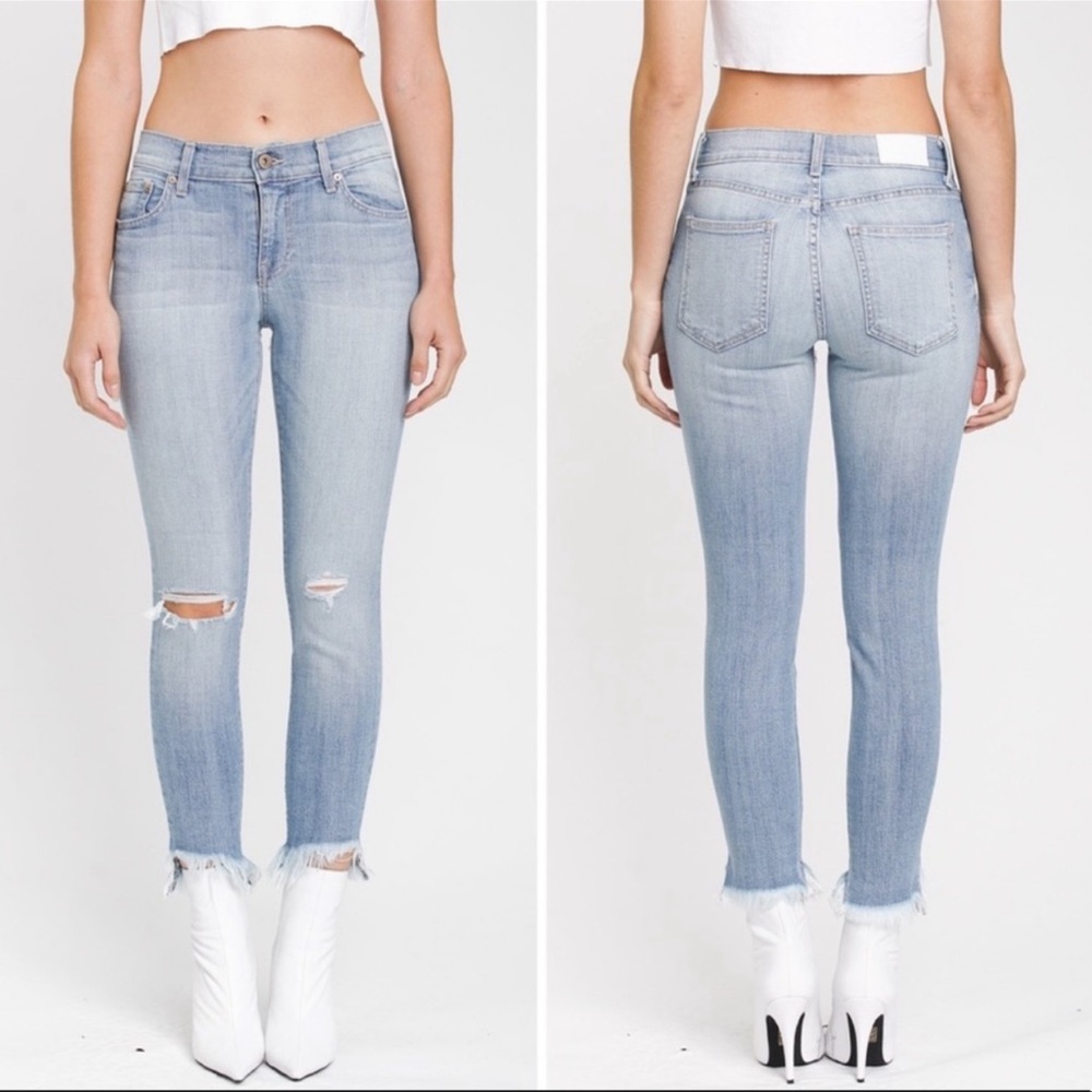 Pistola Audrey Distressed Mid-Rise Skinny Jeans in Tidal Blue